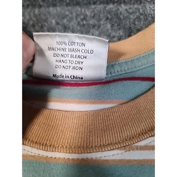 Teddy Fresh Men Shirt Medium Green Stripe Logo Bear Embroidered Short Sleeve Tee - Picture 4 of 7